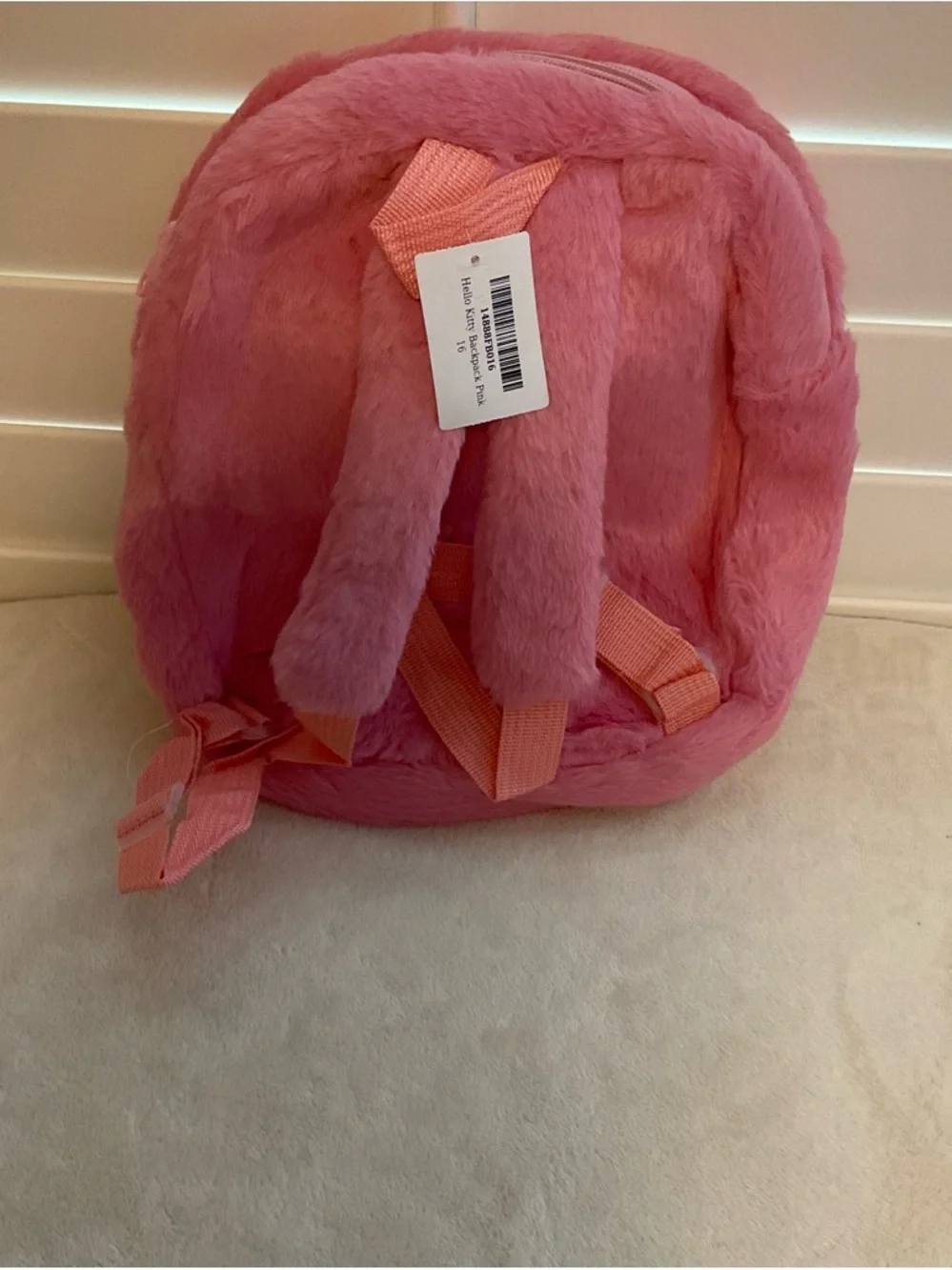 Hello Kitty Pink Plush Backpackwith Red Bow and Blue Outfit